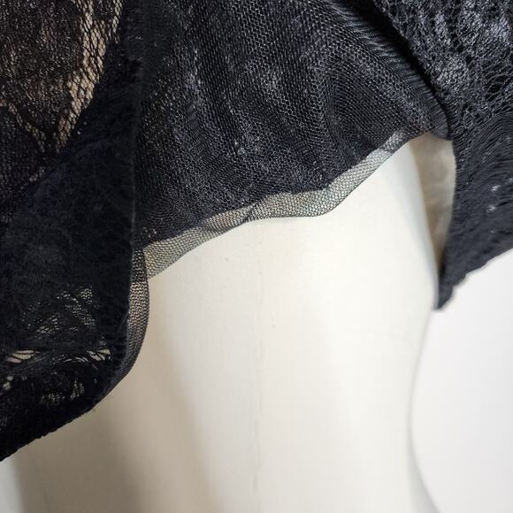 Vtg 90s J.R Nites Black Lace Sheer Frill Goth Victorian Formal Bolero Shrug Sz L - Picture 7 of 8